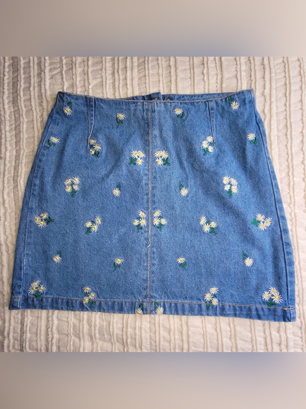 Divided Denim Embroidered Floral Skirt Size 4